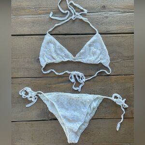 White Sequin Crocheted Bikini